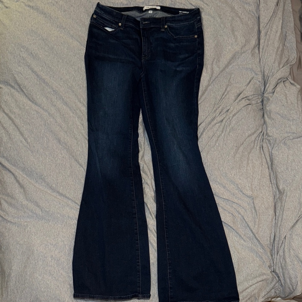 LILA RYAN Women’s Mid-Rise Micro Flare Dark Indigo Flare Jeans